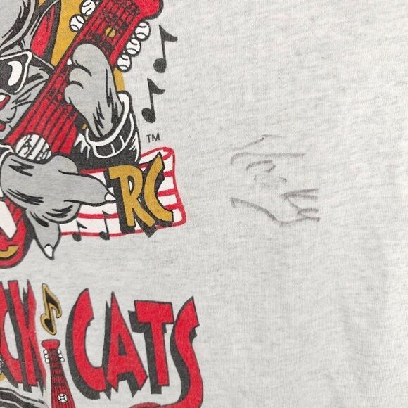 Vintage Hardware City Rock Cats T Shirt Mens Size Medium Gray MiLB Made In USA - Picture 3 of 8
